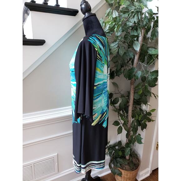 Fenn Wright Manson Shift Dress Women's 14 Multi Floral Stretch Bell Split Sleeve - Picture 13 of 13